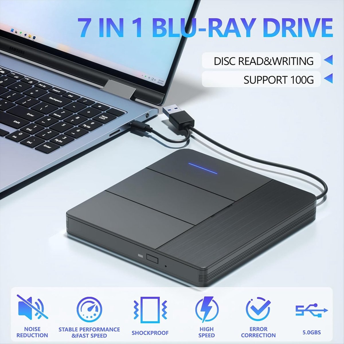 Blu Ray Disc Player - SCLS 7-in-1 externe Blu-Ray drive, ondersteunt