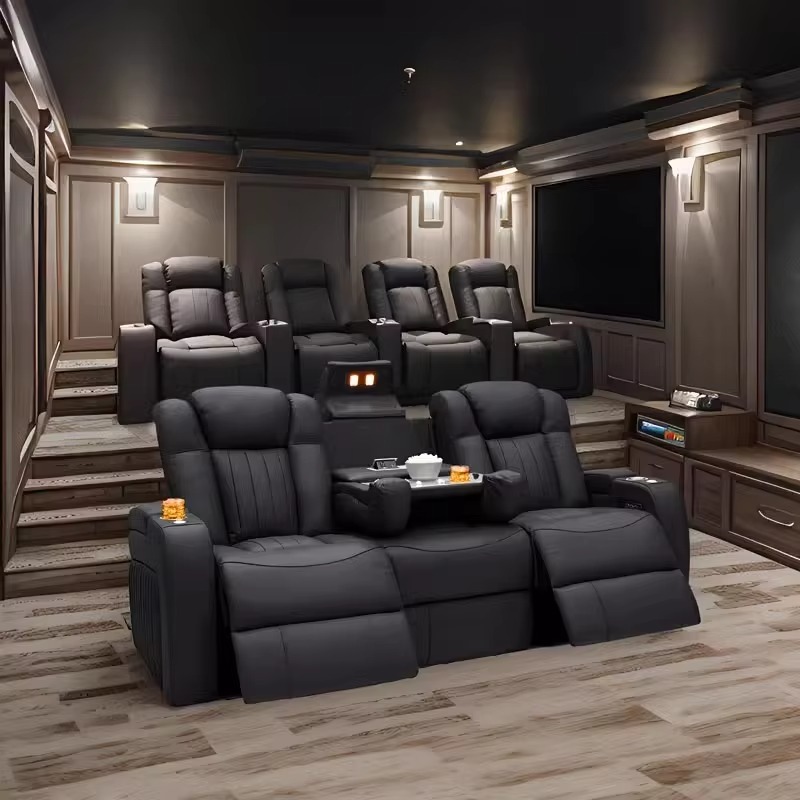 Home Cinema Recliners - Lederen relaxfauteuil sets, elektrische relaxfauteuil, home