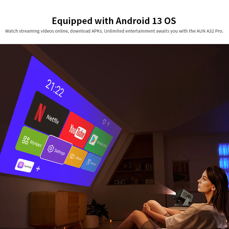 AUN A32 Pro Android 13 Project - Home Cinema Setup recensie en prijs